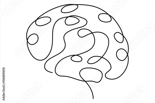 Human brain continuous one line drawing concept of Hand drawn minimalism style. brain line art vector illustration