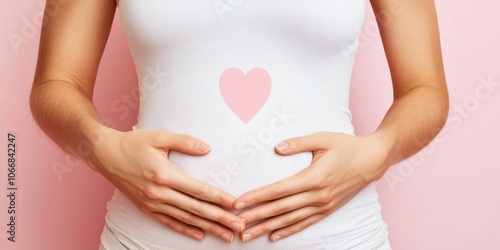 Wallpaper Mural Pregnant woman with heart symbol on belly, hands gently cradling the abdomen. Torontodigital.ca