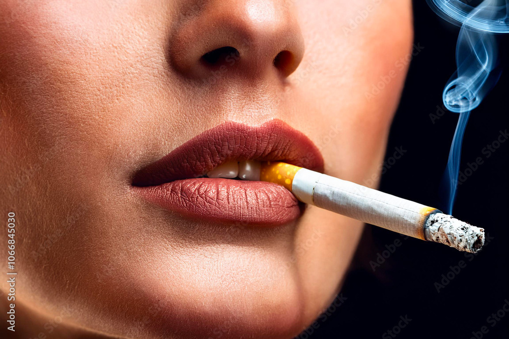 Naklejka premium smoking woman with a cigarette. studio shot