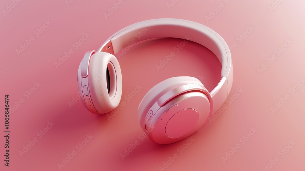 Pink headphones on a pink background. Pink headphones on a pink background.