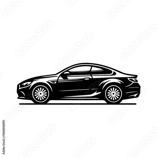 Sport Car Side Profile Vector - Sleek Modern Automotive Silhouette Illustration for Design Projects