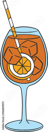 Illustration of an aperol spritz cocktail, summer drink menu