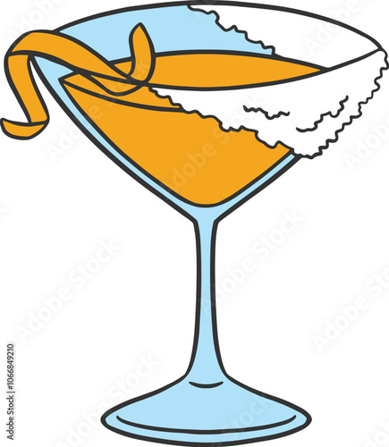 Illustration of a sidecar cocktail, summer drink menu