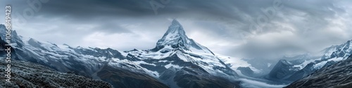 Swiss Mountain. Majestic Matterhorn Panorama in Valais, Zermatt, Switzerland