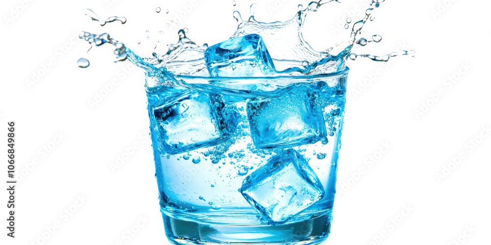 A glass of water with ice cubes in it A glass of water with ice cubes in it