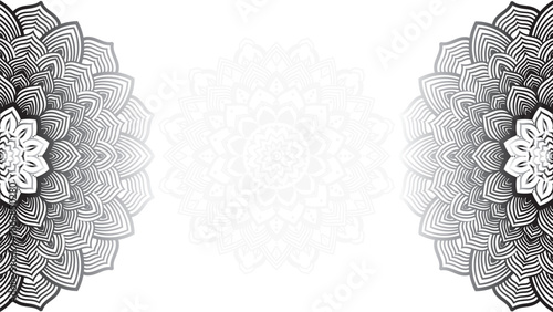 Round mandala on dreamy peach fuzz gradient background. Translucent mesh pattern in the form of a mandala. Mandala with floral patterns.Gradient background with round mandala.Vishal 