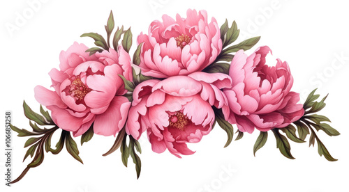 PNG Vintage wreath Peony flower.