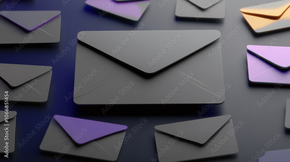 Abstract Email Icons on Dark Background Abstract Email Icons on Dark Background