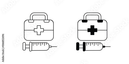 first aid kit set icon with white background vector stock illustration