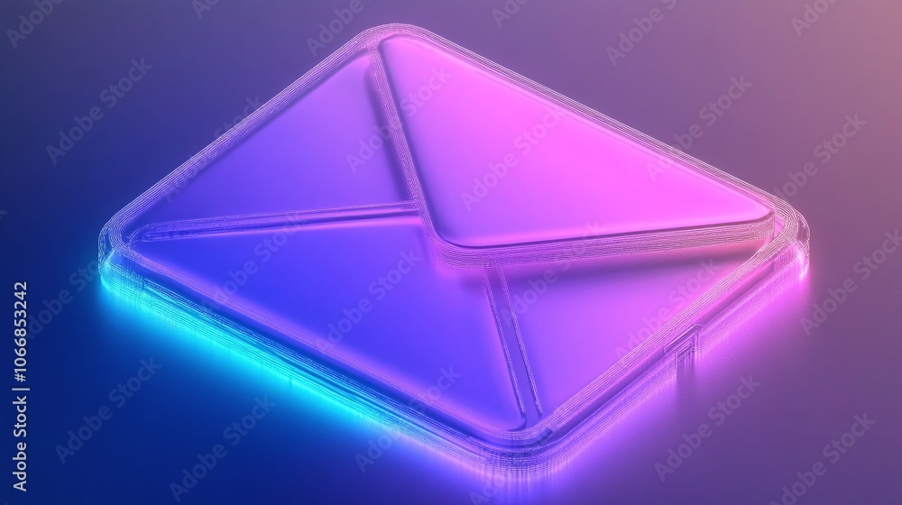 Colorful Email Icon with Neon Glow Effect Colorful Email Icon with Neon Glow Effect