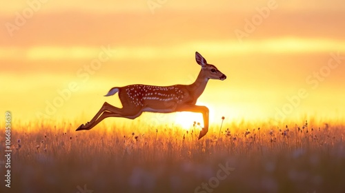 A Chital deer cautiously approaching a waterhole during early morning.