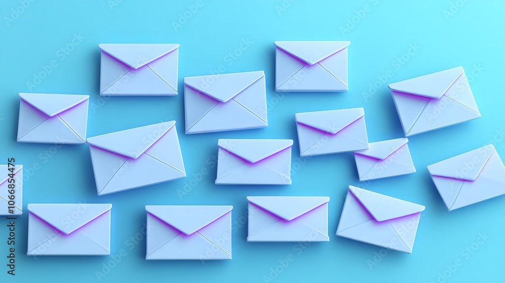 Colorful Email Icons on Blue Background Colorful Email Icons on Blue Background