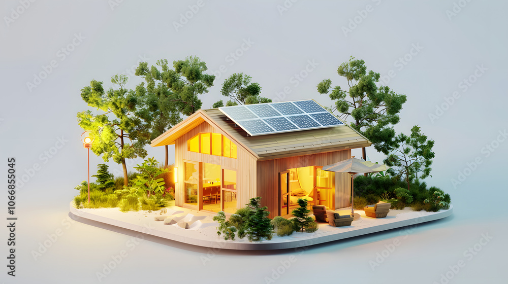 Self-Sustaining House design 3D isometric Self-Sustaining House design 3D isometric