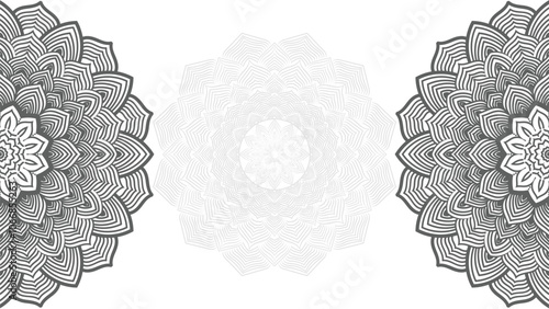 Round mandala on dreamy peach fuzz gradient background. Translucent mesh pattern in the form of a mandala. Mandala with floral patterns.Gradient background with round mandala.Vishal 
