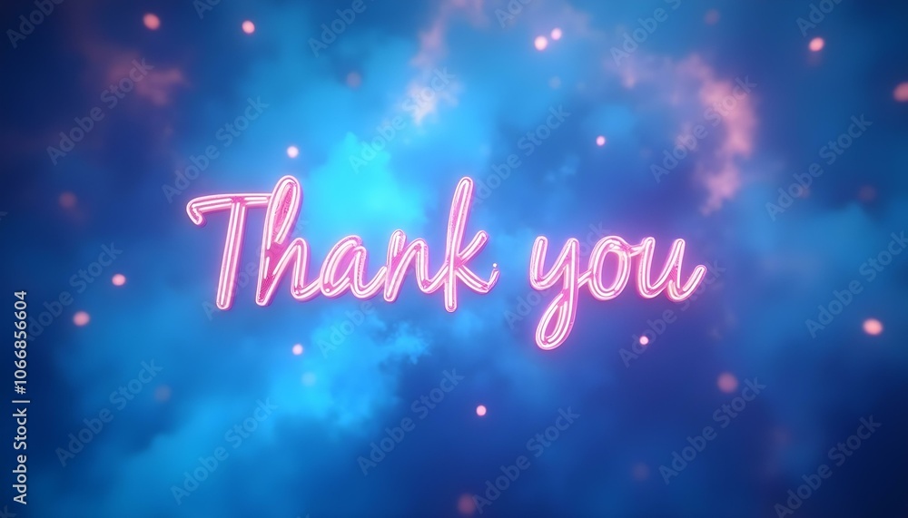 Thank You Text Pink Starry Universe with Blue Clouds and Shining Stars Thank You Text Pink Starry Universe with Blue Clouds and Shining Stars