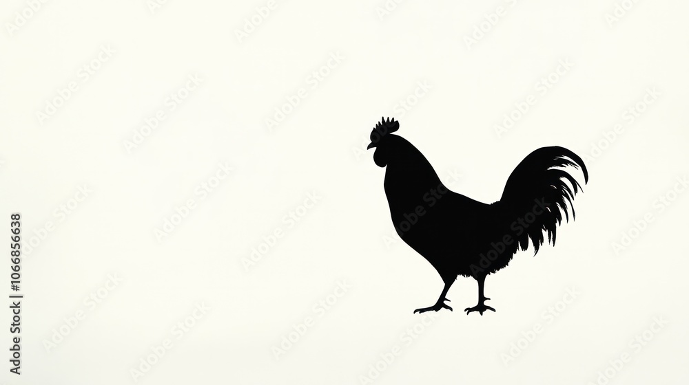 a rooster crowing on a hillside, with rolling fields in the background bathed in early morning light. a rooster crowing on a hillside, with rolling fields in the background bathed in early morning light.