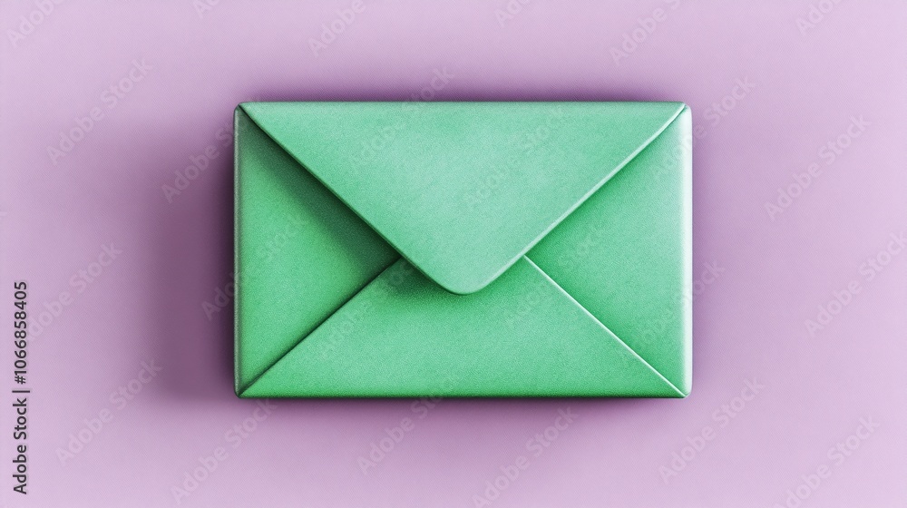 Green Envelope on Purple Background Green Envelope on Purple Background