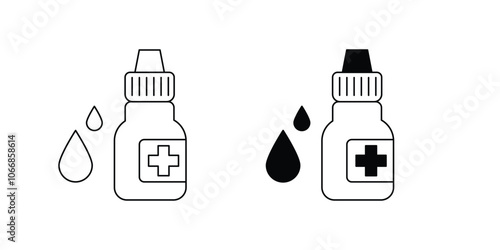 eye drop set icon with white background vector stock illustration