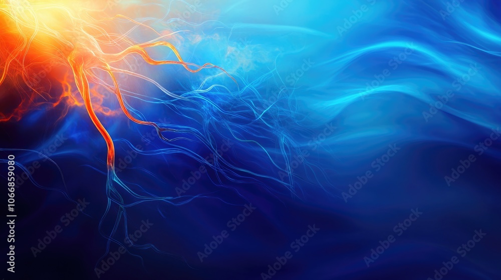 Blue banner depicting nerve cells and brain neurons with synapses Background for medical and biological themes Blue banner depicting nerve cells and brain neurons with synapses Background for medical and biological themes