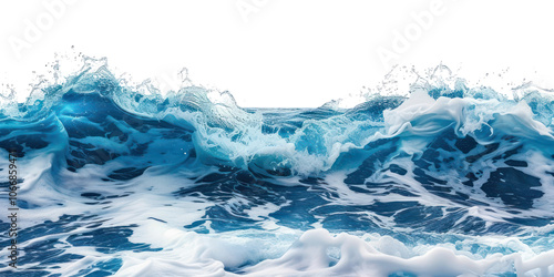 Fototapeta Naklejka Na Ścianę i Meble -  PNG Blue sea wave with white foam backgrounds outdoors nature.
