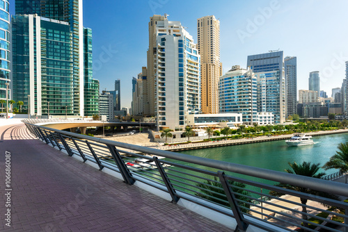 Photography Beautiful view of Dubai Marina in a sunny day
