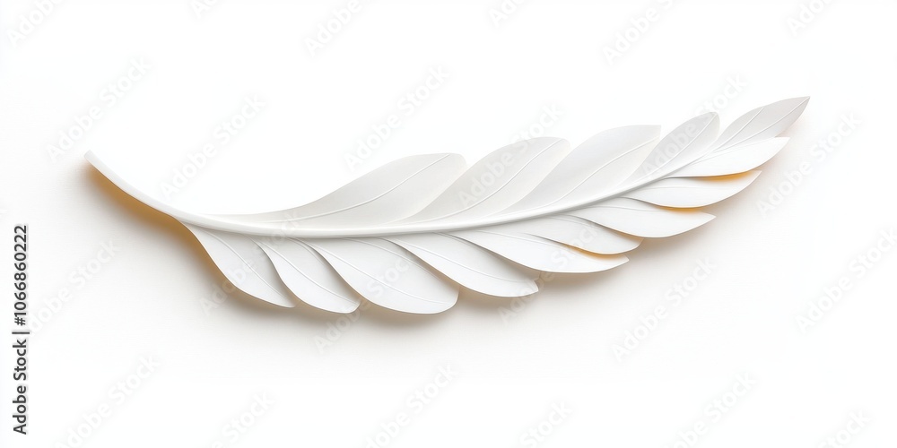 Obraz premium Elegant white leaf design on a clean isolated background.