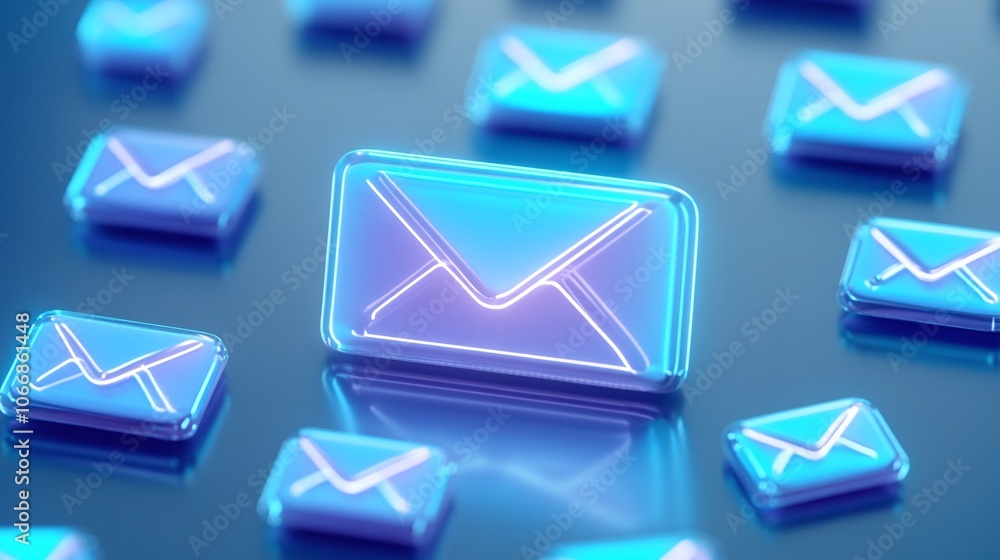 Neon Email Icon Collection with Modern Design Neon Email Icon Collection with Modern Design