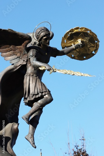 Archangel Michael, the Guardian of Kyiv - Fountain Sculptural Composition, ukraine, statue, sculpture, monument, angel, art, europe, bronze