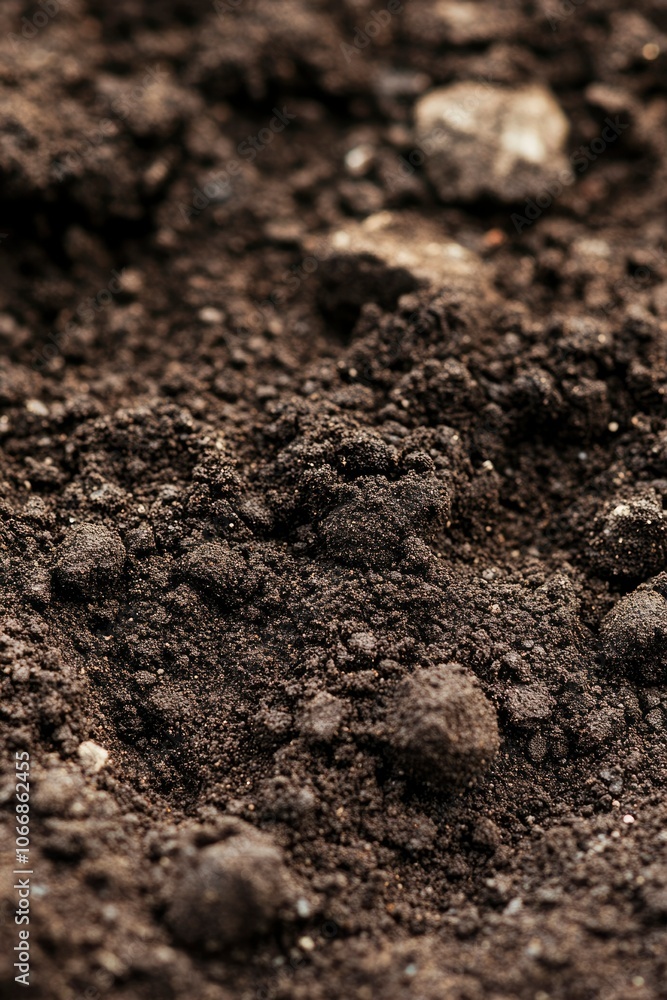 Close-up Texture of Dark, Rough Soil