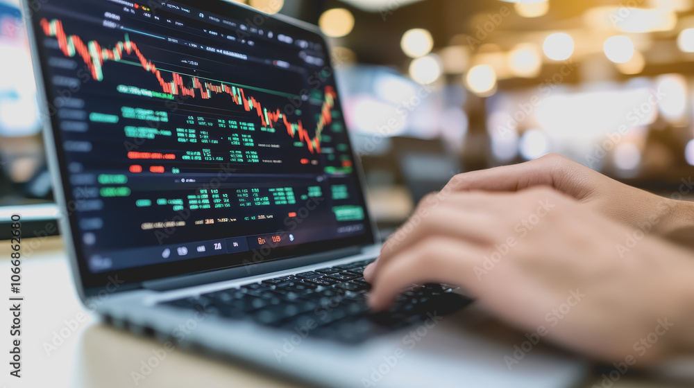 Currency Analysis with Charts and Graphs on Laptop Currency Analysis with Charts and Graphs on Laptop