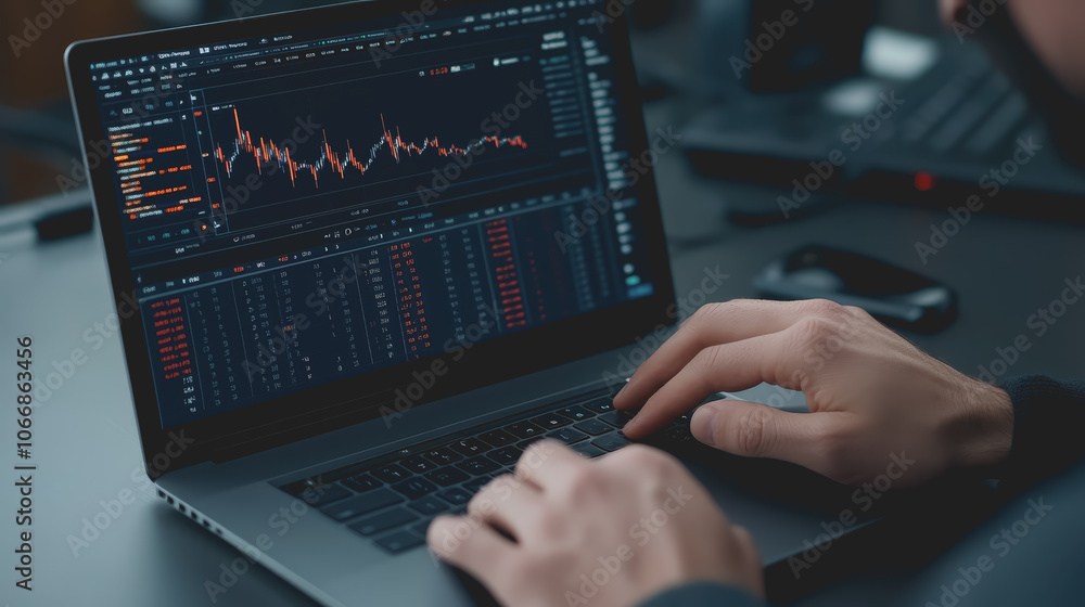 Analyzing Currency Charts on Laptop