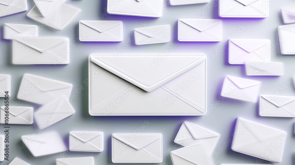 White Email Icons on a Light Background White Email Icons on a Light Background