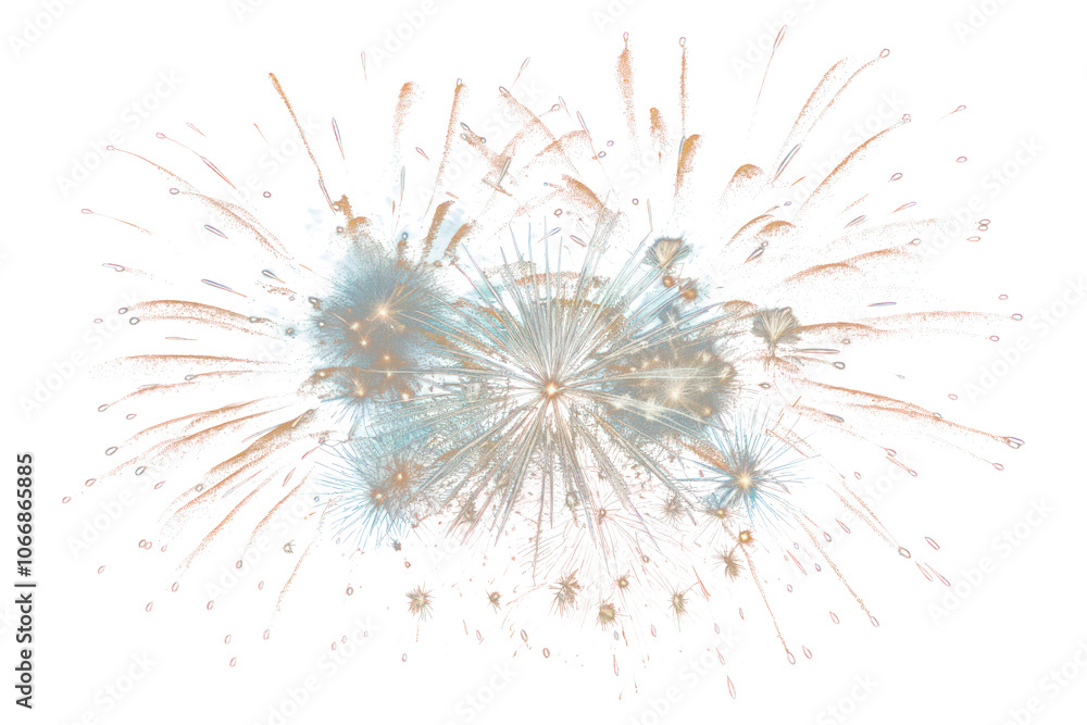 Fototapeta premium PNG Large fireworks that are launched into the sky black background illuminated celebration.