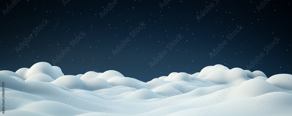 Obraz premium Imaginary sky trail composed of soft, luminous clouds curving into a starry void, minimalist yet profound, dark night setting with an enigmatic atmosphere.