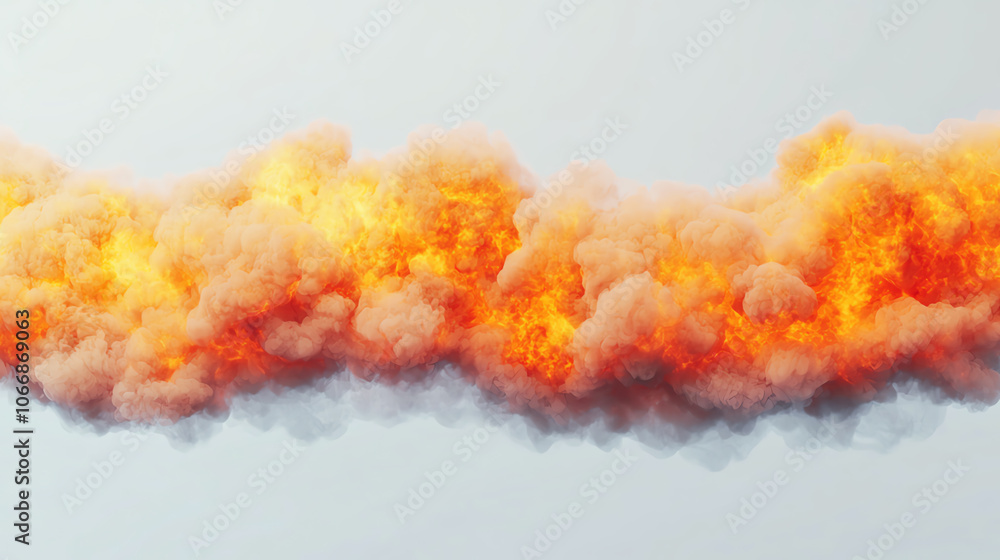Dynamic explosion cloud, realistic fire and smoke effect, bright orange and red flames, high-detail motion, dramatic energy burst against a neutral backdrop. Dynamic explosion cloud, realistic fire and smoke effect, bright orange and red flames, high-detail motion, dramatic energy burst against a neutral backdrop.