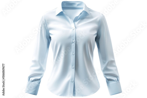Light blue long-sleeve shirt displayed on plain background for textile and fashion enthusiasts