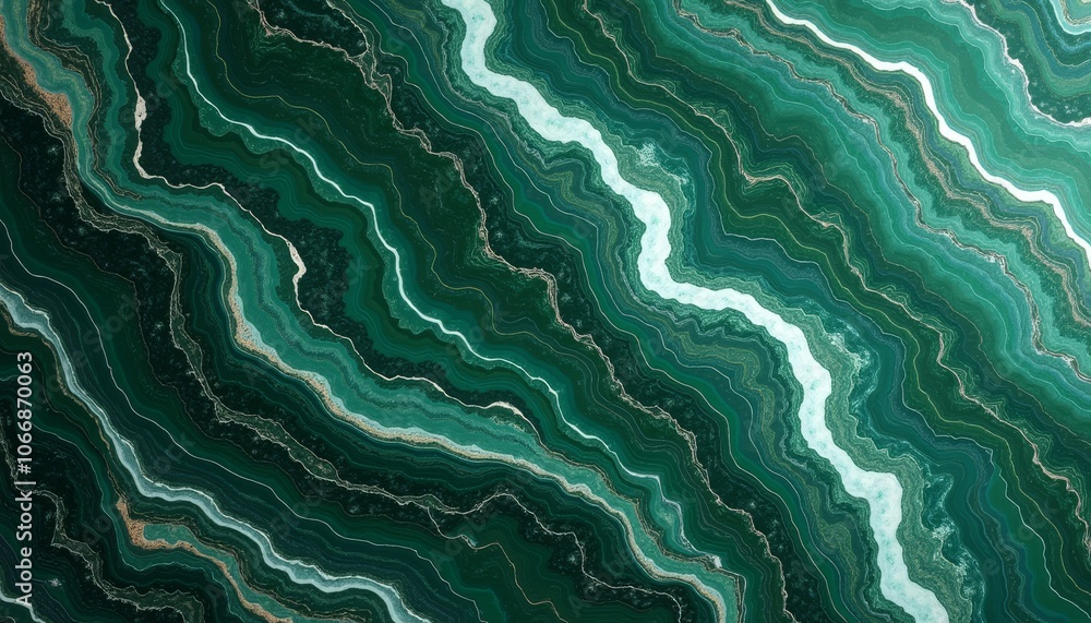 Dynamic green marble slab with flowing patterns and striking white veins Dynamic green marble slab with flowing patterns and striking white veins