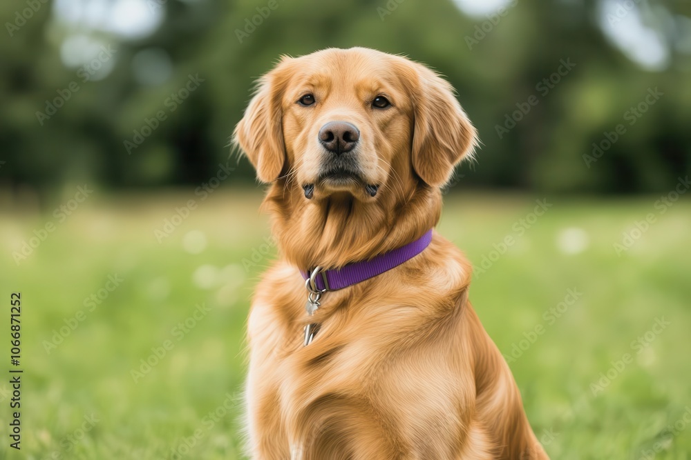 A golden retriever sits proudly in a lush green field, showcasing its friendly demeanor and vibrant coat. A golden retriever sits proudly in a lush green field, showcasing its friendly demeanor and vibrant coat.