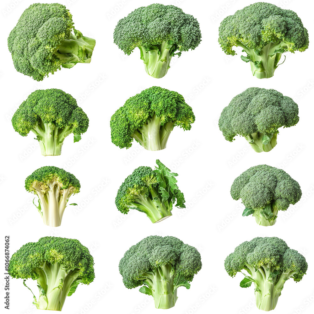 Fresh broccoli arranged in a grid for display Fresh broccoli arranged in a grid for display