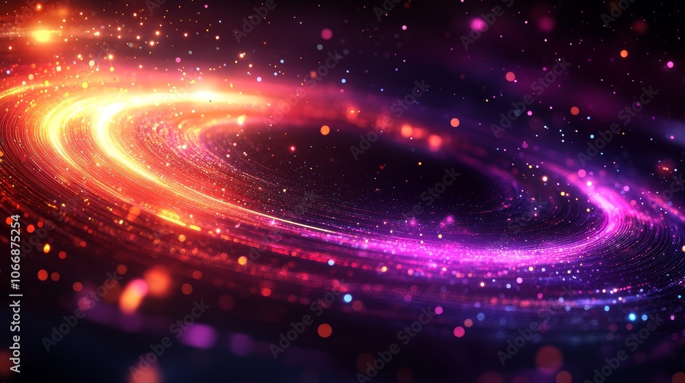 Obraz premium A pink and blue background with glowing lines and geometric shapes.
