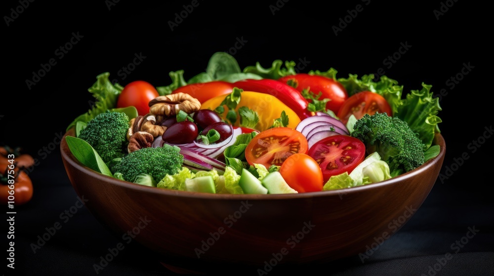 Fresh Salad in a Wooden Bowl Fresh Salad in a Wooden Bowl