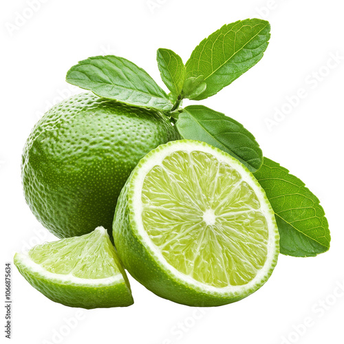 Fresh lime and mint leaves arranged beautifully © Maestro