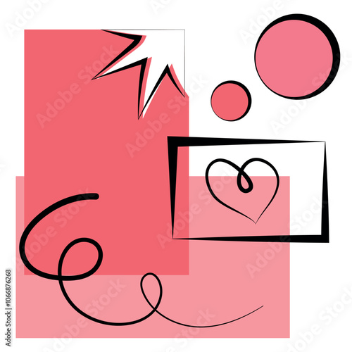 Vector abstraction on the theme of love. Pink. Vector heart.