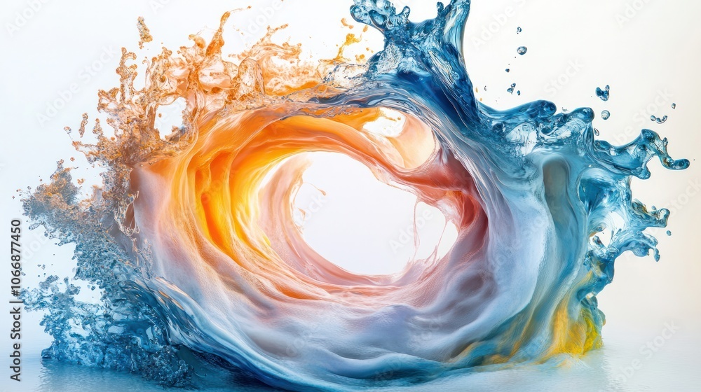 Fototapeta premium A swirl of liquid water intertwined with vibrant energy currents,
