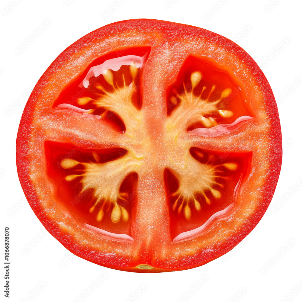 Sliced tomato showing juicy insides Sliced tomato showing juicy insides