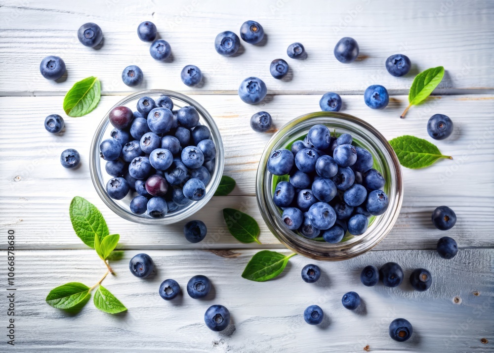 Fresh Bilberries Spread on a White Table: A Stylish Top View Fashion Photography Shot for Culinary and Lifestyle Inspiration Fresh Bilberries Spread on a White Table: A Stylish Top View Fashion Photography Shot for Culinary and Lifestyle Inspiration