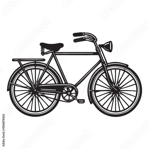 Bicycle Silhouette Clipart Design - Cycle Vector illustration in black and white