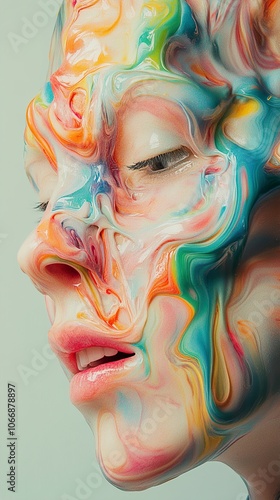 Abstract Portrait: A Face Swirled in Vibrant Colors