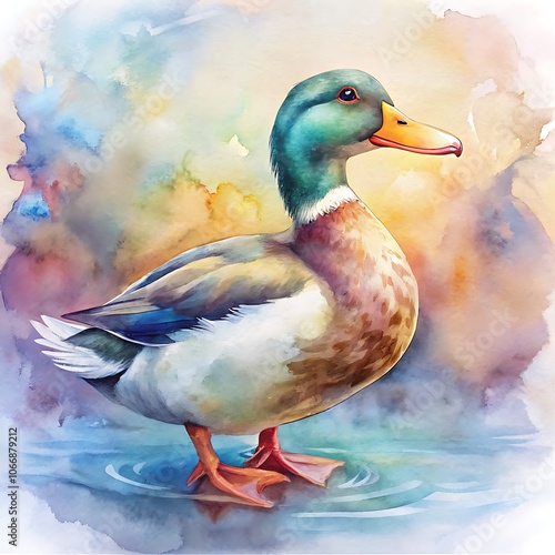 duck watercolor style