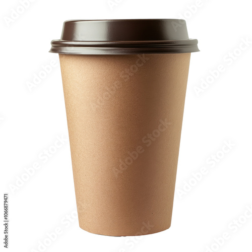 Simple brown paper cup for hot drinks with lid